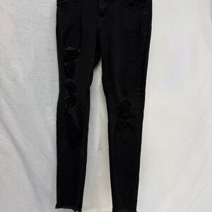 Just Black Womens Size 27 Black Skinny Stressed Denim